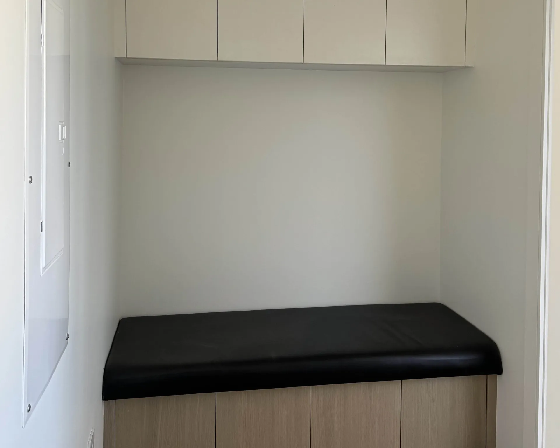 Mudroom Bench & Cubbies — Functional entryway with cushioned bench seating and personalized cubbies.