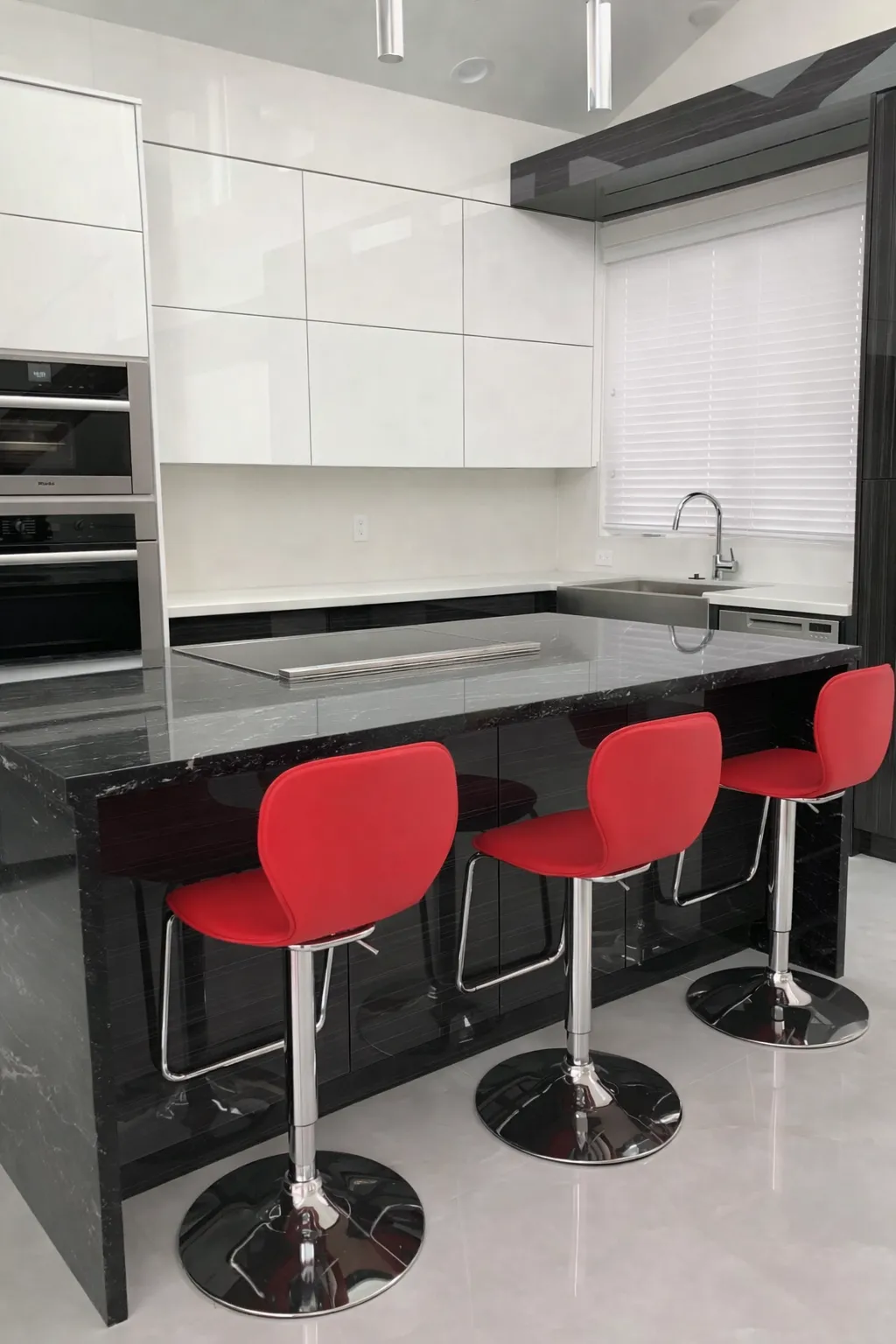High-Gloss Black & White Kitchen — detail view 2